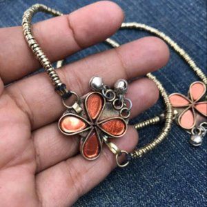 Afghan Anklets Pair, Floral Anklets, Tribal Jewelry, Afghan Jewelry